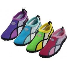 36 Bulk Women's "wave" Multi Color Water Shoes