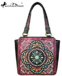 2 Bulk Montana West Embroidered Collection Tote Bag Burgandy