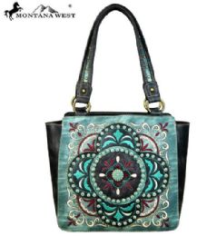 2 Bulk Montana West Embroidered Collection Tote Bag Turquoise