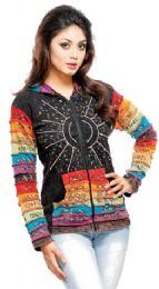 5 Bulk Nepal Handmade Cotton Jackets With Hood Rainbow Sequins