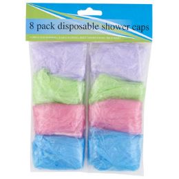 72 Bulk Shower Cap 8pk Disposable 4 Colors