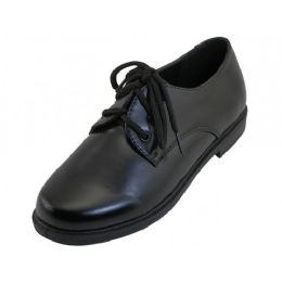 24 Bulk Youth Black School Shoes With Lace Upper