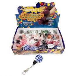 48 Bulk Mini Color Changing Mesh Ball Keychain