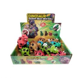 48 Bulk Squishy Dinosaur With Rainbow Beads