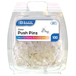 144 Bulk Clear Transparent Push Pins (100/pack)