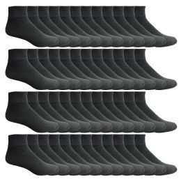 24 Bulk Yacht & Smith Men's Cotton Black Quarter Ankle Socks