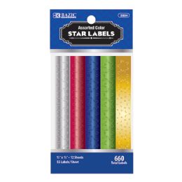 144 Bulk Assorted Color Foil Star Label (660/pack)