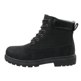 12 Bulk Men's Pu Leather Workboots Black