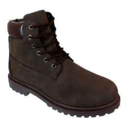 12 Bulk Men's Pu Leather Workboots Brown