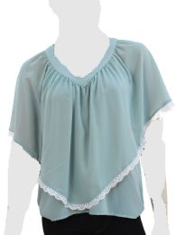 12 Bulk Poncho Blouse Steel Blue