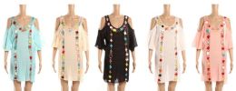 24 Bulk Ladies Tribal Design Beach Cover Up With Embroidery