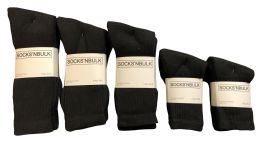 960 Bulk Mixed Sizes Of Cotton Crew Socks For Men Woman Children In Solid Black