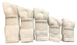 960 Bulk Mixed Sizes Of Cotton Crew Socks For Men Woman Children In Solid White