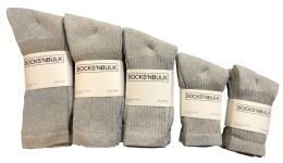 960 Bulk Mixed Sizes Of Cotton Crew Socks For Men Women Children In Solid Gray