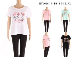 24 Bulk Womens Flamingo Tee Shirt
