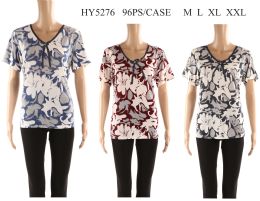 48 Bulk Womens Printed Floral Tee Shirt