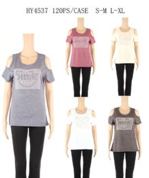 24 Bulk Womens Summer Smile Printed Tee