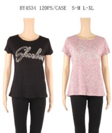 24 Bulk Womens Summer Studded Tee