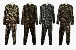 48 Bulk Athletic Full Zip Camo Jogger Sweatsuit Set Casual Sports Tracksuit