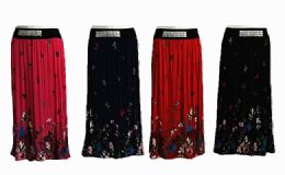 60 Bulk Womens Summery Floral Pleated Skirt With Buttons