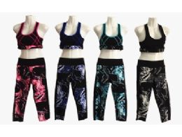 60 Bulk Two Pieces Gym Yoga Clothing Sports Crop Tank Top Tube Bra And High Waist Leggings Workout Suit Set 