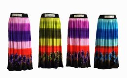 48 Bulk Womens Long Skirt Tutu Swing Skirts Pleated High Elastic Waist Midi Skirt Flowing Assorted