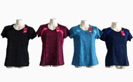 30 Bulk Womens Short Sleeve Yoga Tops Cool Dri Workout Size Assorted