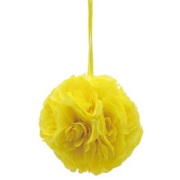 12 Bulk Ten Inch Silk Pom Flower Yellow