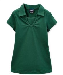 48 Bulk Girls Hunter Green Uniform Top Assorted Sizes
