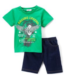 6 Bulk Boys Graphic Tshirt And Denim Short SeT- Size 4/5 - 7/8