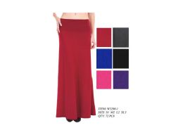 72 Bulk Womens Long Maxi Skirt Assorted Solid Colors