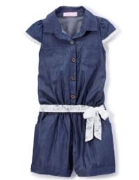 6 Bulk Girls' Denim Romper In Size 2T-4t