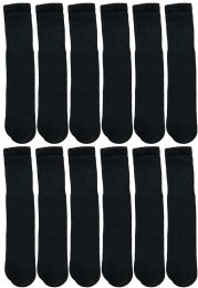 12 Bulk Yacht & Smith Men's Cotton 28" Inch Terry Cushioned Athletic Black Tube Socks Size 10-13