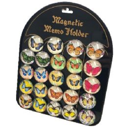 72 Bulk Round Dome Magnets Butterflies With Display Board