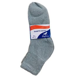 36 Bulk Three Pack Diabetic Quarter Socks Gray