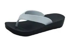 24 Bulk Ladies' Wedge Sandals In White/black