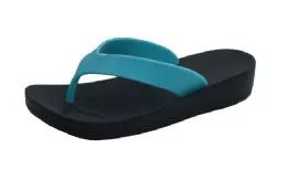 24 Bulk Ladies' Wedge Sandals In Turquoise