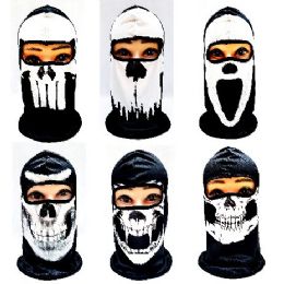 24 Bulk Ninja Face Mask Black & White Skulls