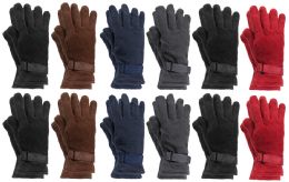 36 Bulk Yacht & Smith Men's Assorted Colors Fleece Gloves