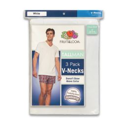24 Bulk Men's Fruit Of The Loom 3 Pack V Neck Shirt, Size 3xlarge