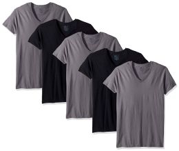 24 Bulk Men's Fruit Of The Loom 6 Pack V Neck T Shirts, Size Small