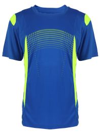 12 Bulk Mens Geometric Active Performance Tee In Royal