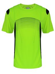 12 Bulk Mens Geometric Active Performance Tee In Yellow
