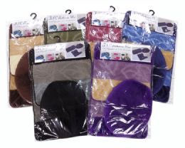 12 Bulk 3 Piece Bathroom Mat Leaf Pattern