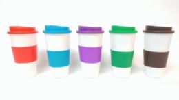 48 Bulk Plastic Coffee Mug With Sleeve