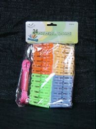 36 Bulk 24 Piece Laundry Peg Rope Set