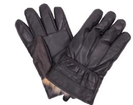72 Bulk Men's Black Leather Winter Glove
