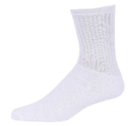 120 Bulk Men's Sport Crew Sock In White Size 10-13
