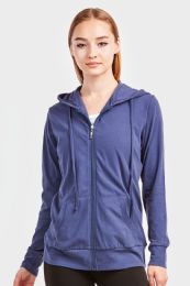 12 Bulk Women's Lightweight Zip Up Hoodie Jacket Denim Size S