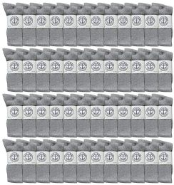 48 Bulk Yacht & Smith Men's Cotton Athletic Terry Cushioned Gray Crew Socks